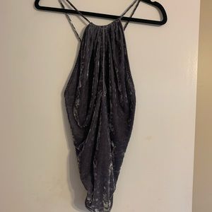 Gray velour bodysuit